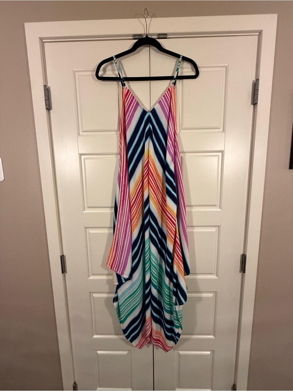 Tommy Bahama Rainbow Striped Maxi Dress with Spaghetti Straps